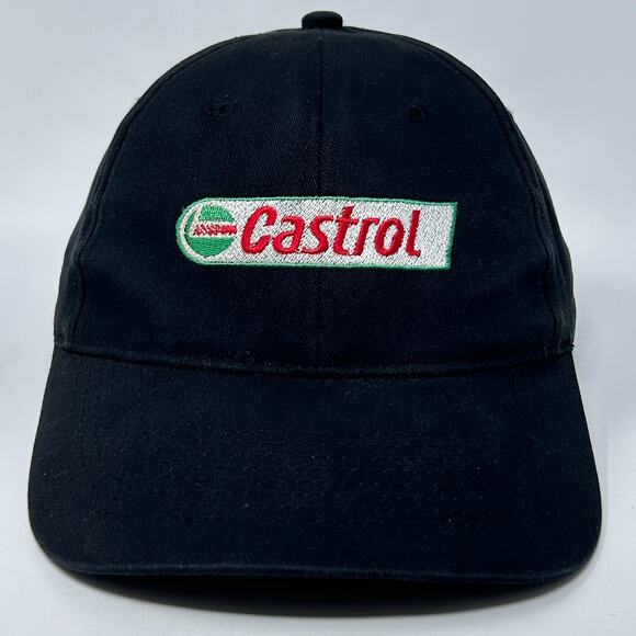 Castrol Oil Hat Baseball Cap Mechanic Auto Repair Black Strapback 6 Panel - Picture 1 of 9